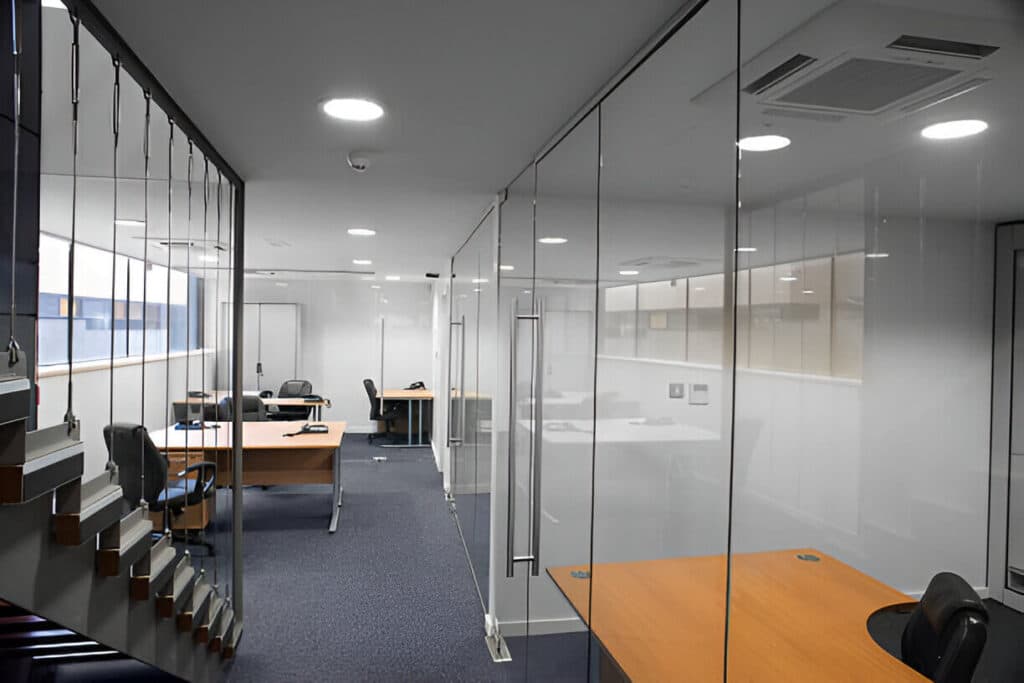 Glass office partitions